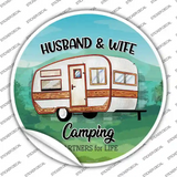 Husband & Wife Camping Novelty Circle Sticker Decal