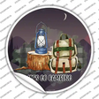Lets Go Camping Novelty Circle Sticker Decal