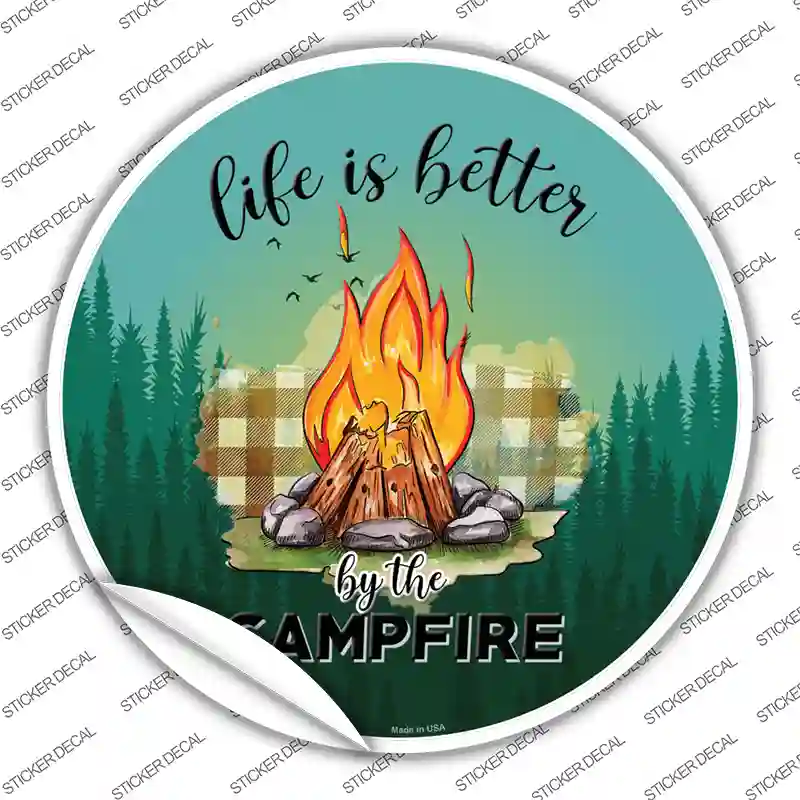 Better By The Campfire Firepit Novelty Circle Sticker Decal