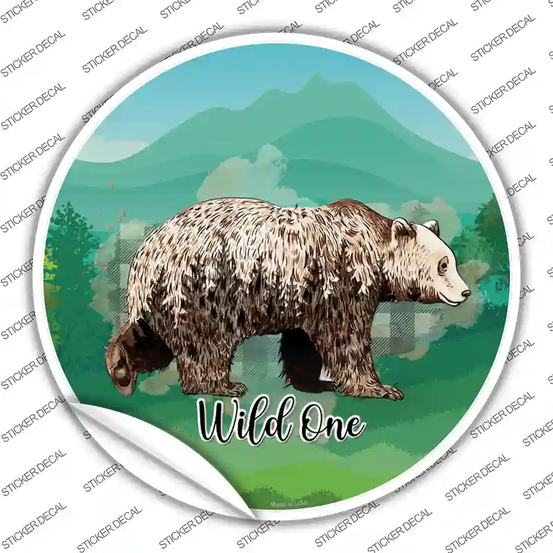 Wild One Bear Novelty Circle Sticker Decal