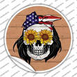 Sunflower Skull Novelty Circle Sticker Decal