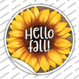 Hello Fall Sunflower Novelty Circle Sticker Decal