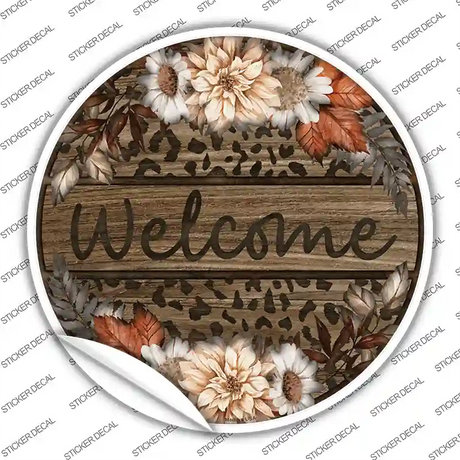 Welcome Flowers Animal Print Novelty Circle Sticker Decal