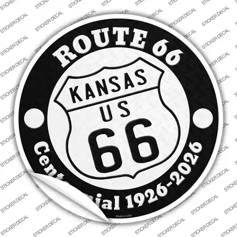 Kansas Route 66 Centennial Novelty Circle Sticker Decal
