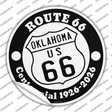 Oklahoma Route 66 Centennial Novelty Circle Sticker Decal