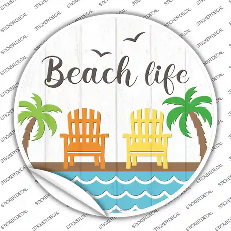 Beach Life Novelty Circle Sticker Decal