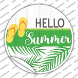 Hello Summer Flip Flops Novelty Circle Sticker Decal