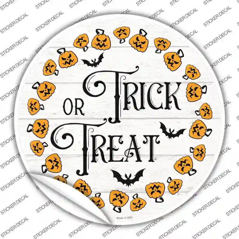 Trick Or Treat Pumpkin Ring Novelty Circle Sticker Decal