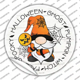 Spooky Halloween Gnome Novelty Circle Sticker Decal
