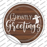 Ghostly Greetings Novelty Circle Sticker Decal