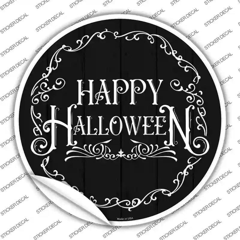 Happy Halloween Black Novelty Circle Sticker Decal