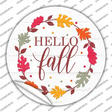 Hello Fall Leaves Novelty Circle Sticker Decal