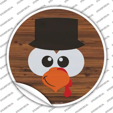 Turkey Face Top Hat Novelty Circle Sticker Decal