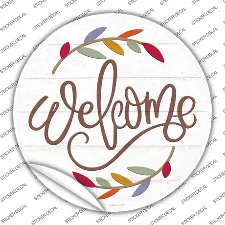 Welcome Leaves Novelty Circle Sticker Decal