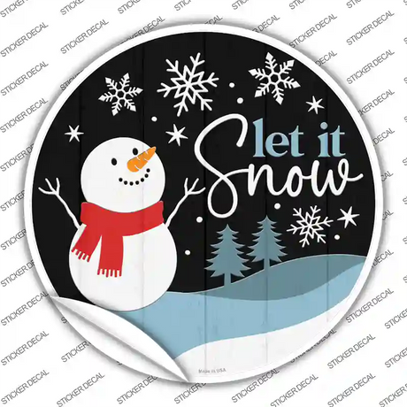 Snowman Let It Snow Novelty Circle Sticker Decal