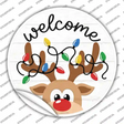 Welcome Reindeer Novelty Circle Sticker Decal