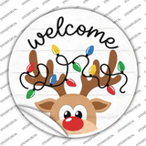 Welcome Reindeer Novelty Circle Sticker Decal
