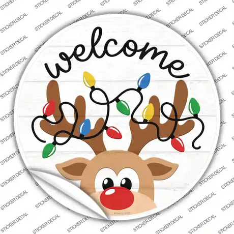 Welcome Reindeer Novelty Circle Sticker Decal