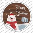 Happy Holidays Polar Bear Novelty Circle Sticker Decal