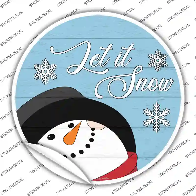 Let It Snow Blue Novelty Circle Sticker Decal