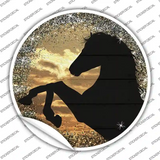 Rearing Horse Closeup Silhouette Novelty Circle Sticker Decal