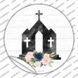 Church Silhouette Novelty Circle Sticker Decal