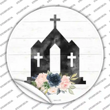 Church Silhouette Novelty Circle Sticker Decal