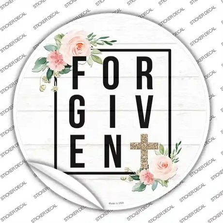 Forgiven with Cross Novelty Circle Sticker Decal