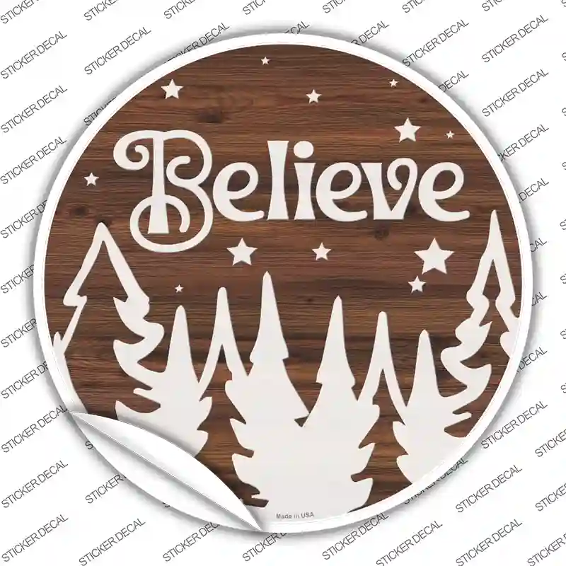 Believe Winter Silhouette Novelty Circle Sticker Decal