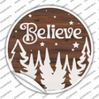 Believe Winter Silhouette Novelty Circle Sticker Decal