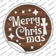 Merry Christmas with Cross Novelty Circle Sticker Decal
