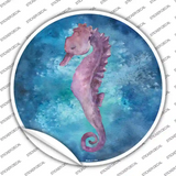 Seahorse Blue Novelty Circle Sticker Decal