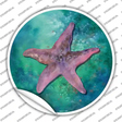 Starfish Aqua Novelty Circle Sticker Decal
