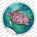 Sea Turtle Aqua Novelty Circle Sticker Decal