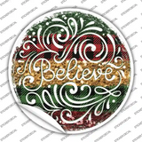 Believe Christmas Novelty Circle Sticker Decal