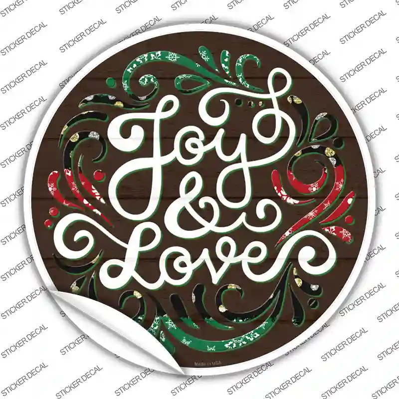 Joy and Love Christmas Novelty Circle Sticker Decal