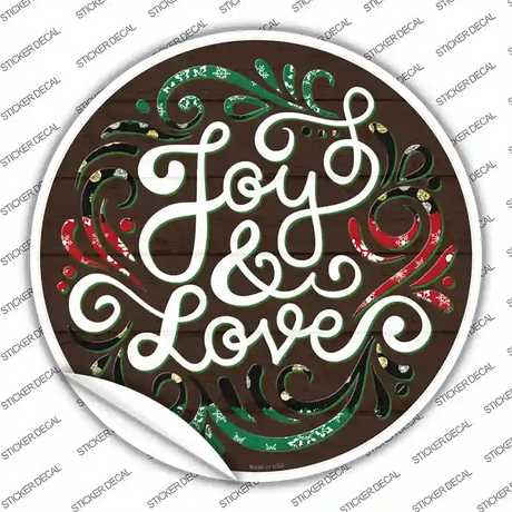 Joy and Love Christmas Novelty Circle Sticker Decal