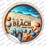 The Beach is My Happy Place Novelty Circle Sticker Decal C-2069s