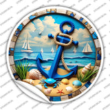 Blue Anchor and Crab Novelty Circle Sticker Decal C-2071s