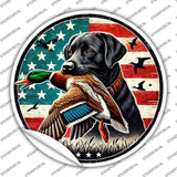 Black Lab with Duck Novelty Circle Sticker Decal C-2074s