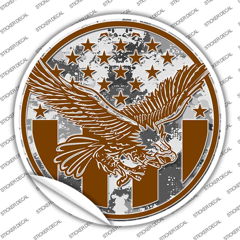 Eagle with American Flag Novelty Circle Sticker Decal C-2098s