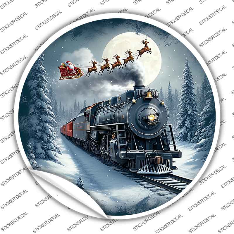 Santa Over the Polar Express Novelty Circle Sticker Decal C-2101s