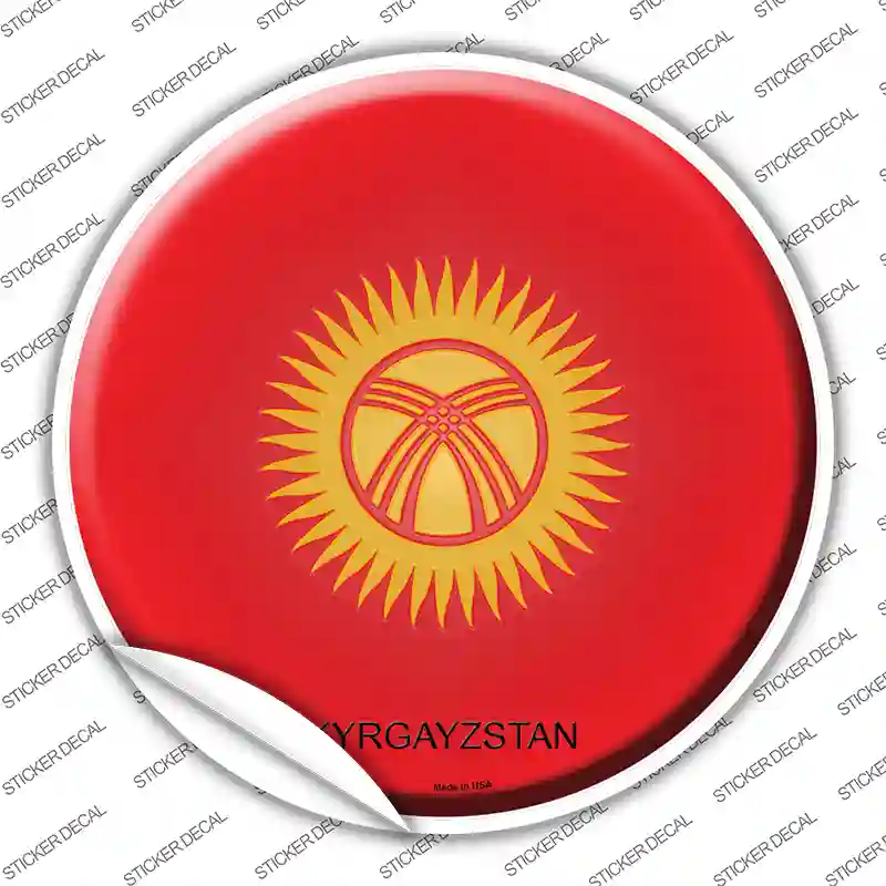 Kyrgayzstan Country Novelty Circle Sticker Decal