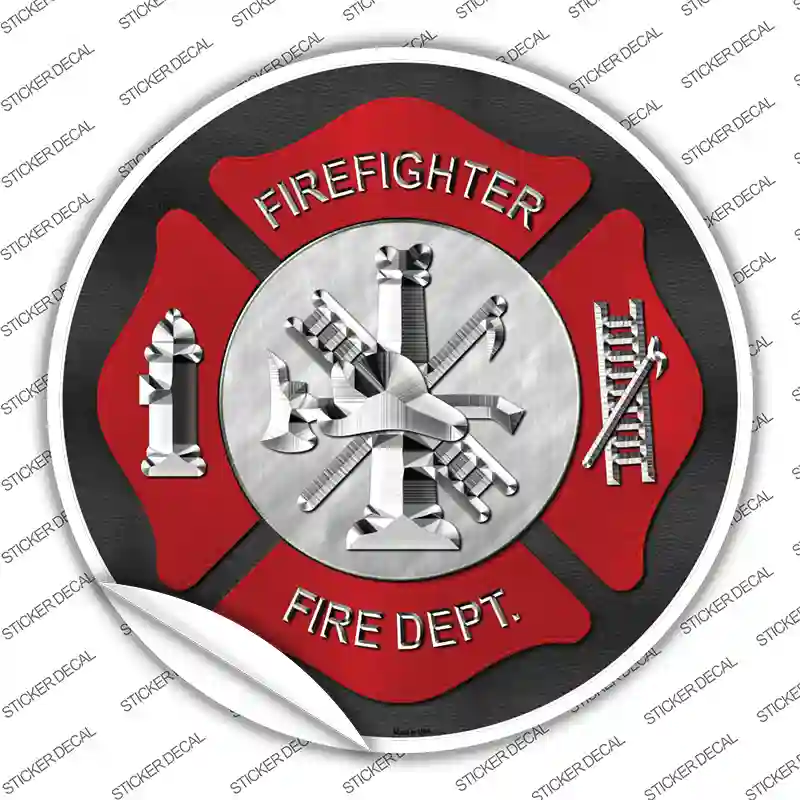 Firefighter Novelty Circle Sticker Decal