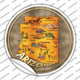 Arizona State Map Novelty Circle Sticker Decal