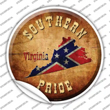 Southern Pride Virginia Novelty Circle Sticker Decal