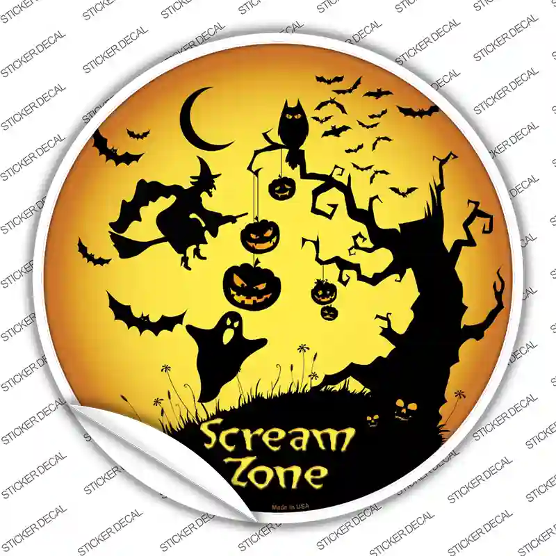 Scream Zone Novelty Circle Sticker Decal