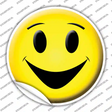 Yellow Smiling Face Novelty Circle Sticker Decal