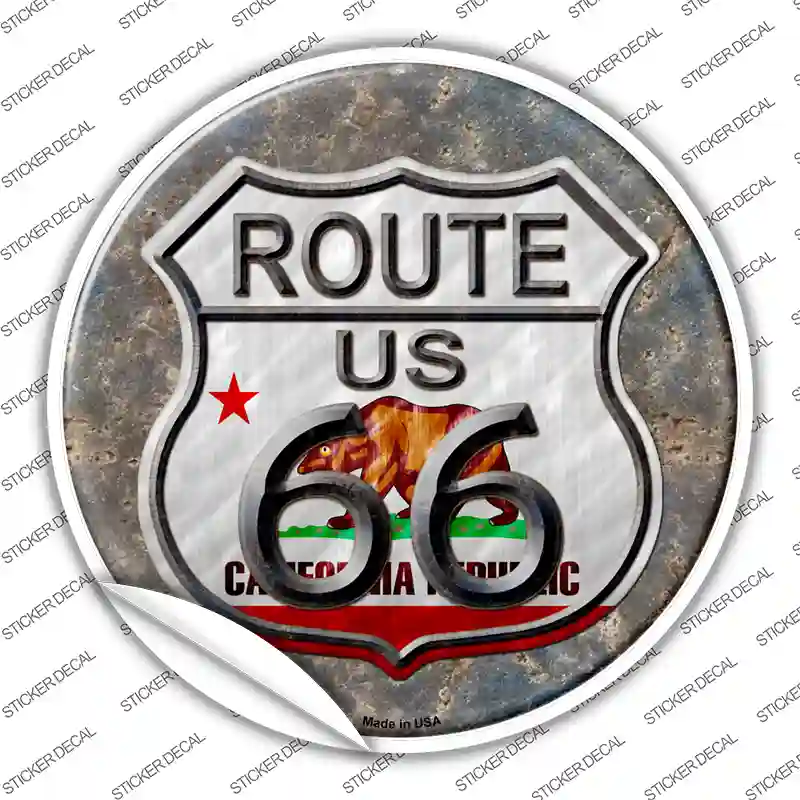 California Route 66 Novelty Circle Sticker Decal