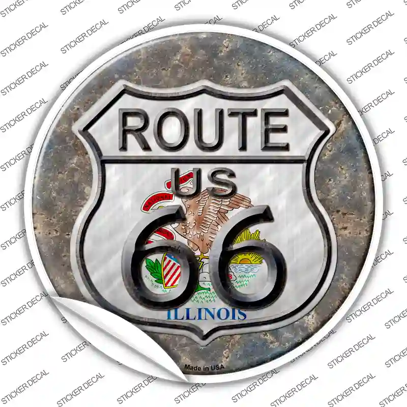 Illinois Route 66 Novelty Circle Sticker Decal